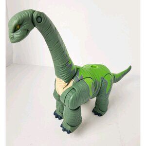 2004 Mattel Green Dinosaur Makes Stomping Sounds Roars Posable Head And Tail